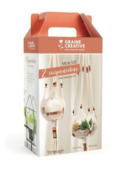 GRAINE CREATIVE Kit macram&eacute; Graine Cr&eacute;ative tressage 2 suspensions