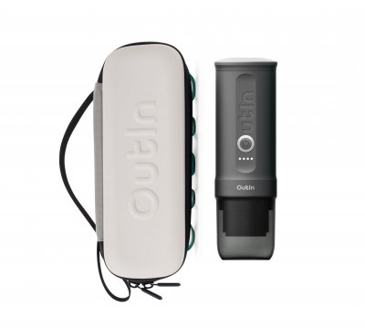 OUTIN Kit Nano Machine &agrave; Expresso Electrique Portable + Etui EVA - Gris Sid&eacute;ral - Camping, Voyage