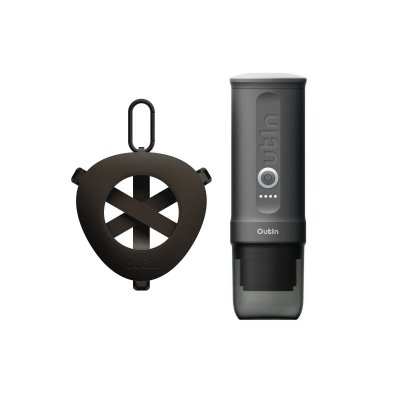  Kit Nano Machine &agrave; Expresso Electrique Portable + Support Portable - Gris Sid&eacute;ral - Camping, Voyage