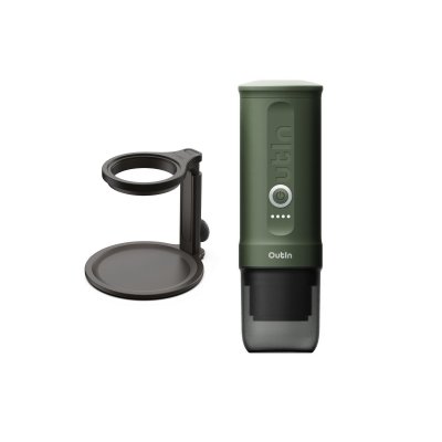 OUTIN Kit Nano Machine &agrave; Expresso Electrique Portable + Support Universel - Vert For&ecirc;t - Camping, Voyage