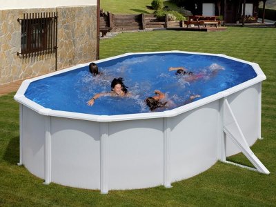 GRE Kit piscine acier Gr&eacute; SAN MARINA Classic ovale 5x3x1.2m