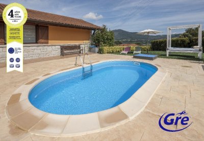 GRE Kit piscine enterr&eacute;e madagascar acier ovale 800 x 400 x h150 cm