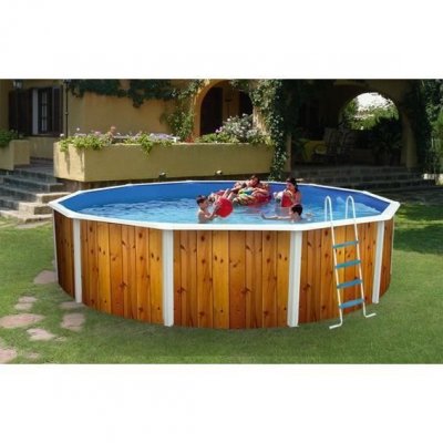 TOI Kit piscine hors-sol acier  VETA ronde &Oslash;3.50 x 1.20m d&eacute;cor bois