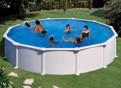GRE Kit piscine hors-sol atlantis acier blanc ronde 550 x h132 cm