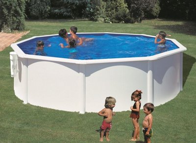 GRE Kit piscine hors-sol bora bora acier blanc ronde &Oslash;460 x h120 cm