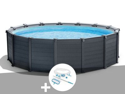 INTEX Kit piscine tubulaire Graphite ronde 4,78 x 1,24 m + Kit d'entretien