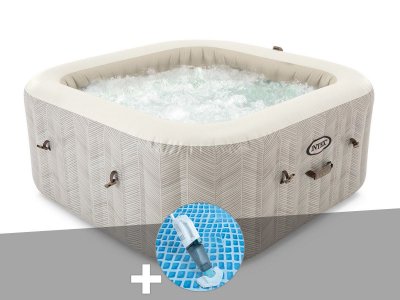 INTEX Kit spa gonflable  PureSpa Chevron carr&eacute; Bulles 6 places + Aspirateur