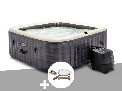 INTEX Kit spa gonflable PureSpa Ardoise carr&eacute; Bulles 6 places + Kit d'entretien