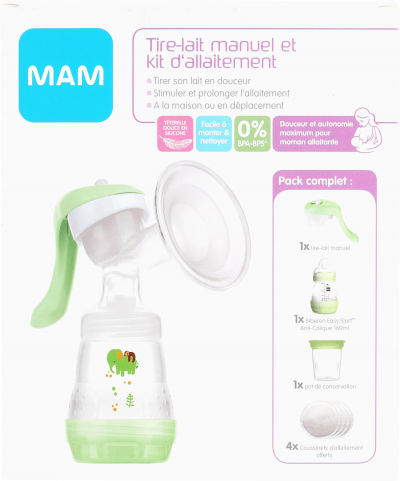 Kit tire-lait manuel + kit allaitement MAM vert