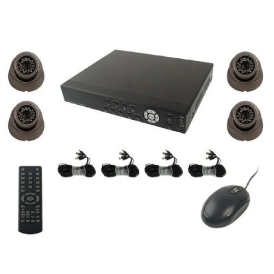 YONIS Kit Vid&eacute;o Surveillance 4 Cam&eacute;ras 1 3 Sharp Ccd 420 Tvl + Enregistreur Num&eacute;rique 