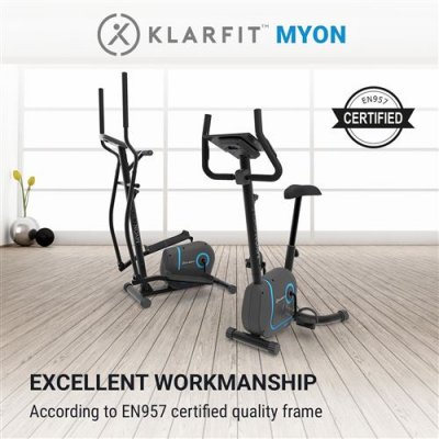 KLARFIT  - Myon Cycle V&eacute;lo d'appartement Volant d'inertie 12 kg SmartCardio Studio - Noir - Noir
