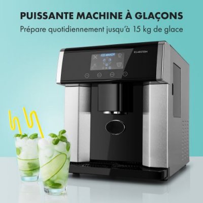 KLARSTEIN  - Eiszeit Machine &agrave; gla&ccedil;ons 10 &agrave; 15kg /24h 3 tailles de cubes - inox arg