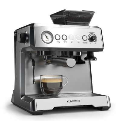 KLARSTEIN  grandpresso machine &agrave; expresso broyeur de pr&eacute;cision buse vapeur porte-filtre 20 bars inox