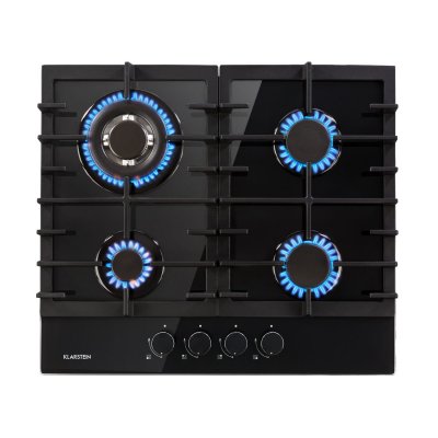 Klarstein ignito Plaque de cuisson &agrave; gaz 3,6 kw max - 4 br&ucirc;leurs - vitroc&eacute;ramique Noir 