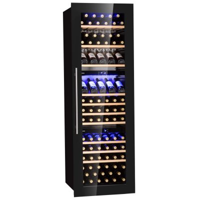 KLARSTEIN  vinsider built-in trio cave &agrave; vin encastrable 89 bouteilles 5-18&deg;c 10 clayettes bois noir 