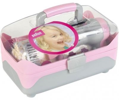 KLEIN  &eacute;tui de beaut&eacute; avec s&egrave;che-cheveux Braun rose / gris 15 pi&egrave;ces