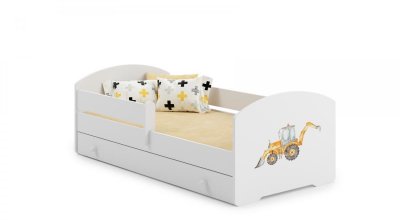 1001JOUETS KOBI Lit Enfant Sam+ tiroir de Rangement - 160x80cm Tracteur - avec Matelas