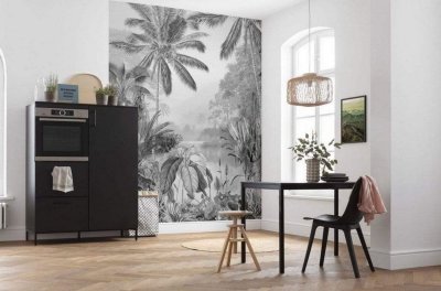 KOMAR  Papier peint photo Lac Tropical Black & White 200x270 cm