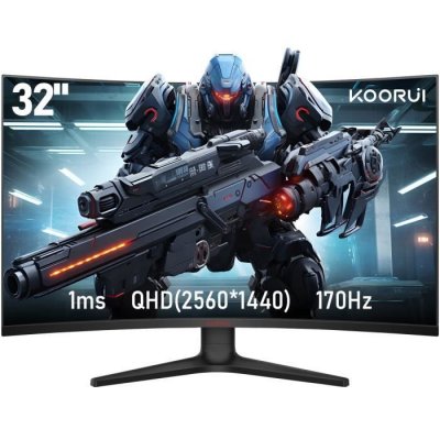 KOORUI  Ecran PC Gaming Incurv&eacute; 31,5 - 2560 X 1440 - 1500R VA 170Hz 2xHDMI
