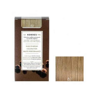 KORRES  Coloration Permanente Huile D'Argan Blond Clair Cendr&eacute; 8.1