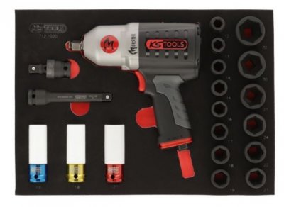 KS TOOLS  712.1020 Module de douilles et cl&eacute; &agrave; chocs pneumatique 1/2'', 20 pi&egrave;ces