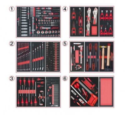 KS TOOLS Kstools Composition d'outils 6 tiroirs pour servante  - 455 pi&egrave;ces - 714.0452