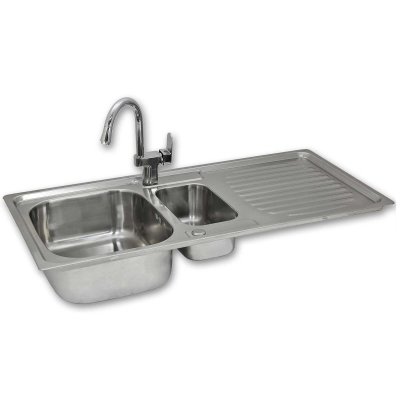 MONSTERSHOP Kukoo - &Eacute;vier de Cuisine en Acier Inoxydable 105cm x 50cm et Robinet Confetti