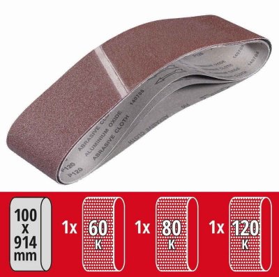 EINHELL Kwb By  - Lot de 3 bandes de pon&ccedil;age 100x915 mm