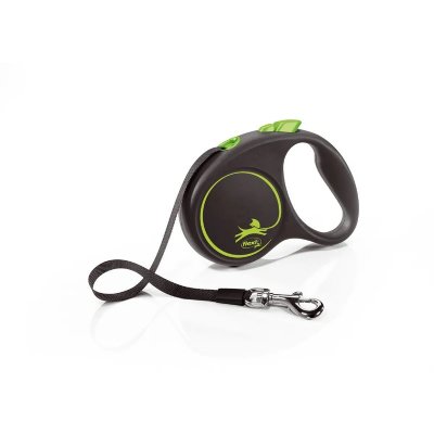 FLEXI Laisse Black Design S Tape 5m black/ green  FU12T5-251-S-CG