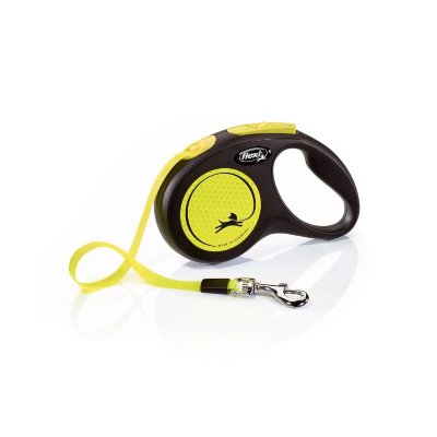 FLEXI Laisse pour chien n&eacute;on sangle 5 m&egrave;tres taille m laisse  Jaune