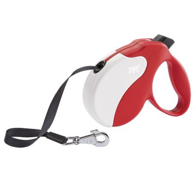 FERPLAST Laisse r&eacute;tractable pour chiens AMIGO TAPE LARGE, sangle r&eacute;tractable, 5 m&egrave;tres, max 50 kg, Rouge