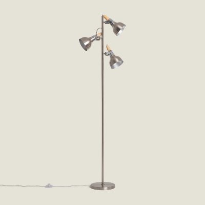LEDKIA Lampadaire Emer M&eacute;tal 3 Spots Argent&eacute; Argent - Argent