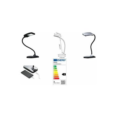 HANSA Lampe &agrave; led  Twist - bras flexible - base m&eacute;tal coloris noir
