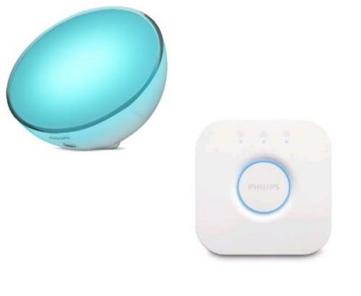 PHILIPS Lampe &agrave; poser connect&eacute;e  Hue Go Led Nomade + Pont de connexion  Hue Bridge