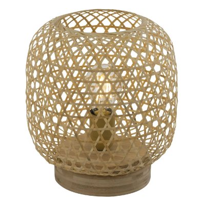 GLOBO Lampe &agrave; poser design bambou Mirena - Diam. 23 x H. 27 cm - Beige naturel