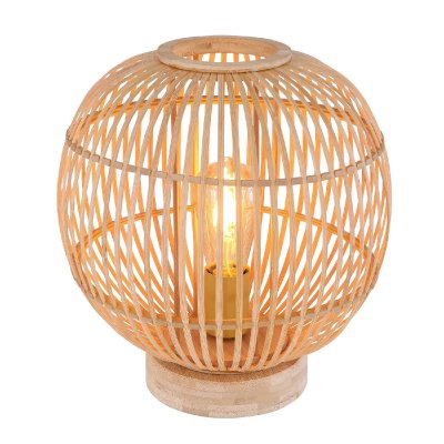 GLOBO Lampe &agrave; poser Hildegard en bambou, &Oslash; 30 cm