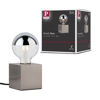  Lampe &agrave; poser Kura - 20W - E27 - Sans ampoule - Dimmable - Acier bross&eacute;