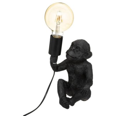 ATMOSPHERA Lampe &agrave; poser Singe en R&eacute;sine h 24,5 cm - Noir - 