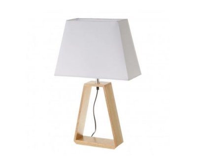  Lampe &agrave; Poser Triangle Bois et Abat-jour Blanc - Hauteur 60cm