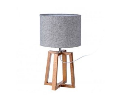 WADIGA Lampe &agrave; Poser Triangulaire en Bois et Abat-jour Gris