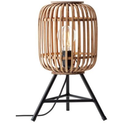 BRILLIANT Lampe &agrave; poser woodroow en m&eacute;tal noir et rotin naturel
