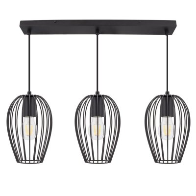 LEDKIA Lampe Suspendue Telmi 3 Spots Noir Noir