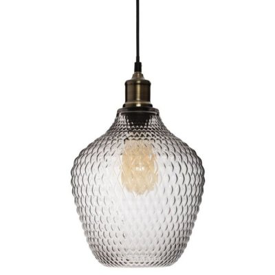 ATMOSPHERA Lampe Suspension Verre Fum&eacute; Omaha 25cm Gris