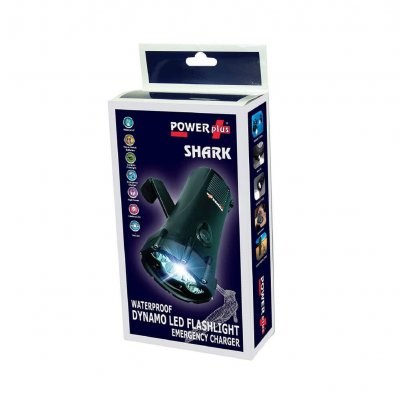 Lampe torche dynamo &eacute;tanche avec chargeur gsm shark