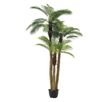 Lana Deco - palmier 3 parties real touch en pot plastique vert - Vert