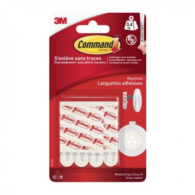 COMMAND Languettes adh&eacute;sives moyennes multi-usages  (10 languettes)