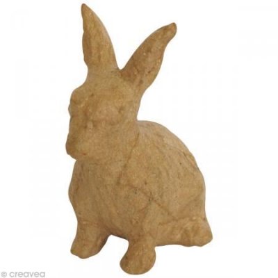  Lapin assis 11 cm en papier m&acirc;ch&eacute; - D&eacute;copatch - couleur variant