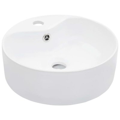 Lavabo avec trop-plein 36x13 cm C&eacute;ramique Blanc vidaXL - White