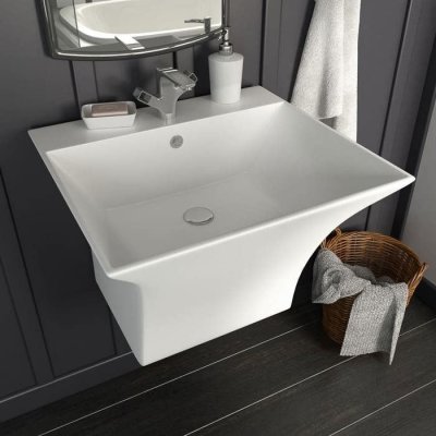 Lavabo mural C&eacute;ramique Blanc 500 x 450 x 410 mm