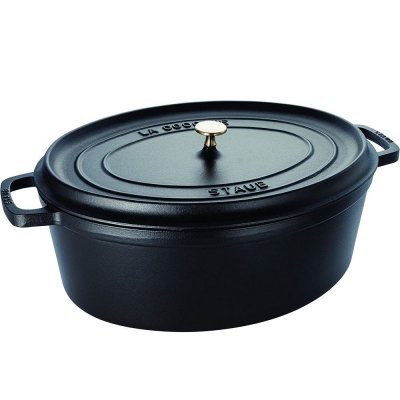 LE CREUSET  Cocotte  en fonte noire ovale 40 cm